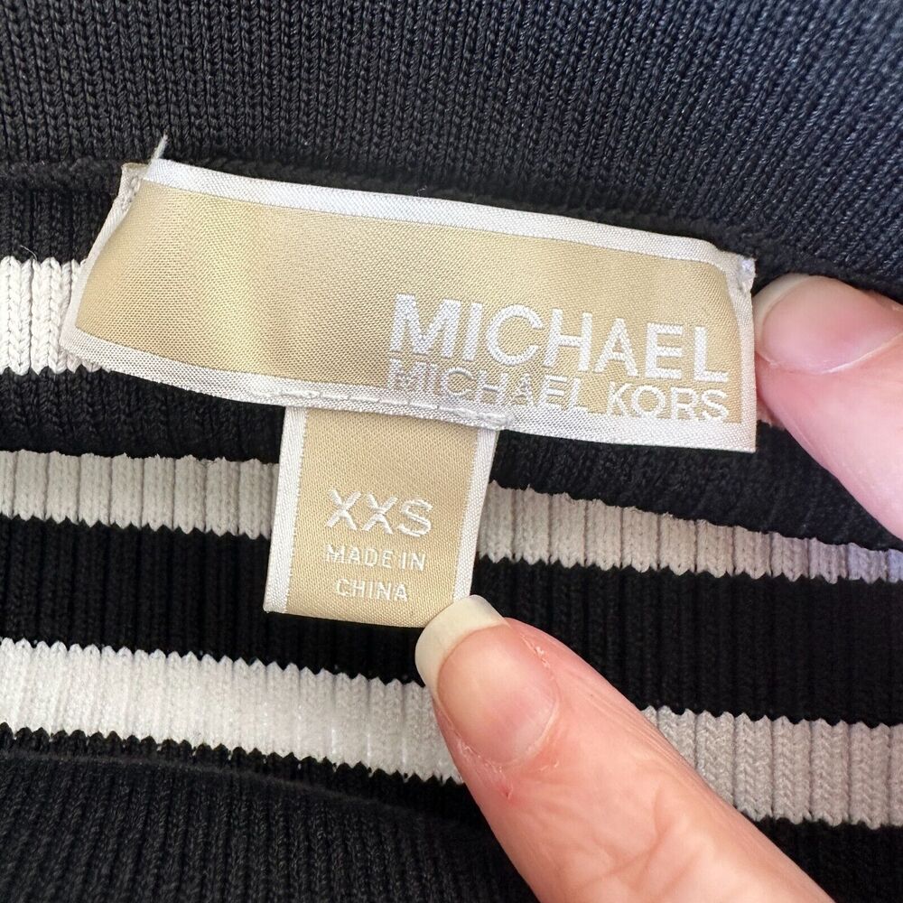 Michael Kors Black & White Striped Stretch Bodycon Tube Maxi Skirt XXS - Picture 8 of 12